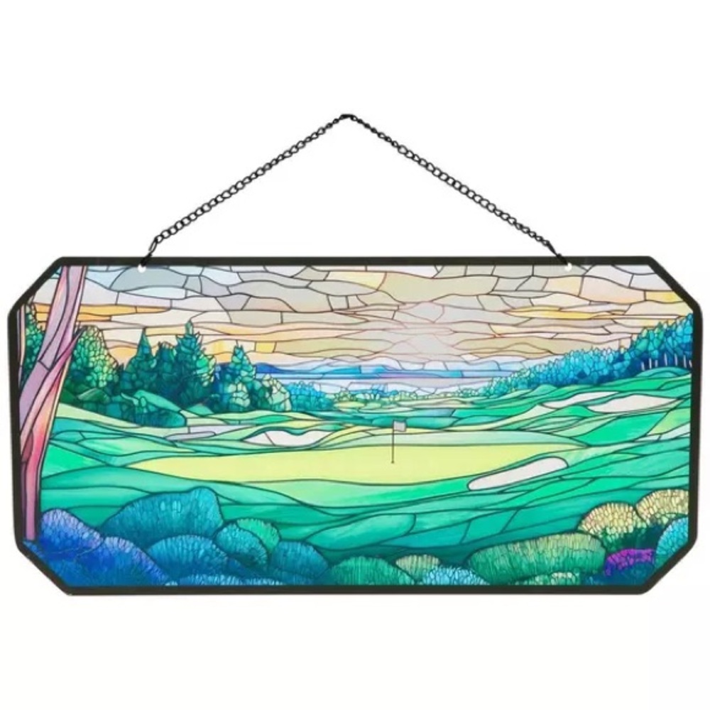 Golf Course Stained Glass Wall Decor